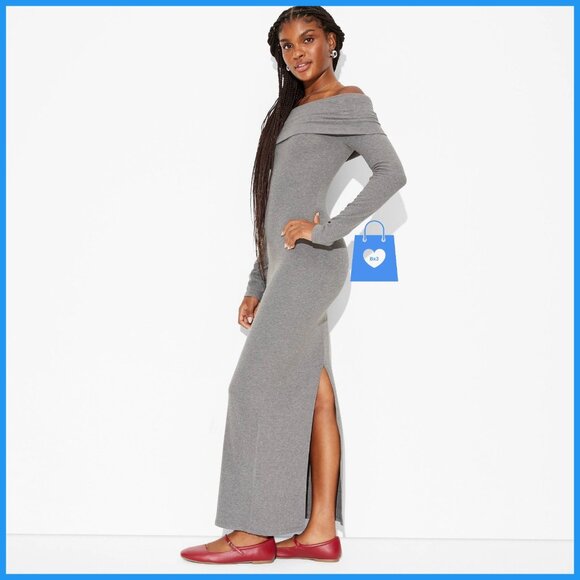 XS - Womens Long Sleeve Maxi Sweater Dress - Wild Fable - Gray - Picture 2 of 6